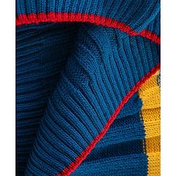 Babyhug Knit Full Sleeves Stripe Print Sweater - Yellow & Navy Blue