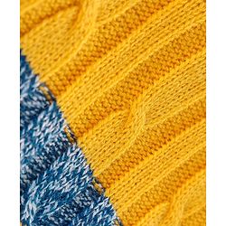 Babyhug Knit Full Sleeves Stripe Print Sweater - Yellow & Navy Blue