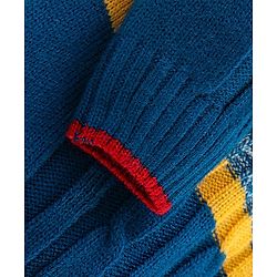 Babyhug Knit Full Sleeves Stripe Print Sweater - Yellow & Navy Blue
