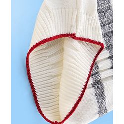 Babyhug Knit Full Sleeves Stripe Print Sweater - White & Grey