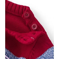 Babyhug Knit Full Sleeves Pullover Sweater Striped & B Embroidery - Red & Navy Blue