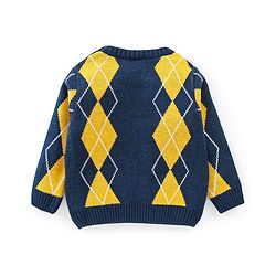Babyhug Knit Full Sleeves Sweater With Kite Print - Navy Blue & Yellow