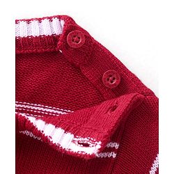 Babyhug Full Sleeves Sweater Stripes Design With Badge- Red