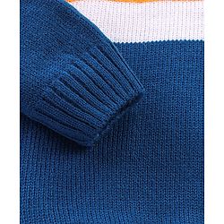 Babyhug Knit Full Sleeves Sweater With Stripes - Navy & Orange