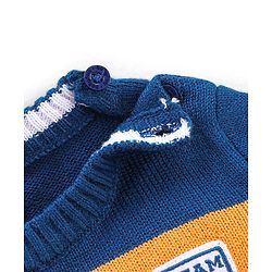 Babyhug Knit Full Sleeves Sweater With Stripes - Navy & Orange