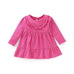 Babyhug 100% Cotton Knit Full Sleeves Frock with Legging Polka Dot Print - Dark Pink