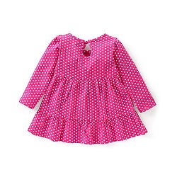 Babyhug 100% Cotton Knit Full Sleeves Frock with Legging Polka Dot Print - Dark Pink