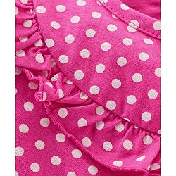 Babyhug 100% Cotton Knit Full Sleeves Frock with Legging Polka Dot Print - Dark Pink