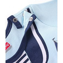Babyhug 100% Cotton Knit Half Sleeves Onesies Boat Print - Blue