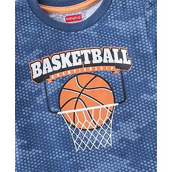 Babyhug Cotton Half Sleeves T-Shirt Basketball Print- Navy Blue