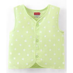 Babyhug 100% Cotton Woven Sleeveless Jhablas Star Print Pack of 5 - Pink Green & Blue