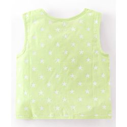 Babyhug 100% Cotton Woven Sleeveless Jhablas Star Print Pack of 5 - Pink Green & Blue