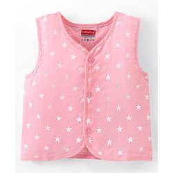 Babyhug 100% Cotton Woven Sleeveless Jhablas Star Print Pack of 5 - Pink Green & Blue