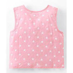 Babyhug 100% Cotton Woven Sleeveless Jhablas Star Print Pack of 5 - Pink Green & Blue