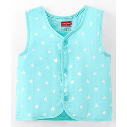 Babyhug 100% Cotton Woven Sleeveless Jhablas Star Print Pack of 5 - Pink Green & Blue