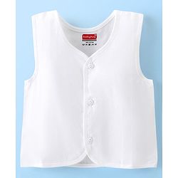 Babyhug 100% Cotton Sleeveless Front Open Jhabla Pack of 5 - White