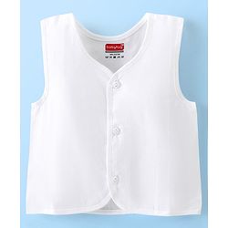 Babyhug 100% Cotton Sleeveless Front Open Jhabla Pack of 5 - White