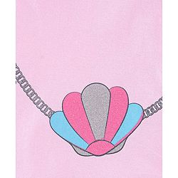 Babyhug 100% Cotton Half Sleeves T-Shirt With Sea Life Graphic Glitter & Frill Detailing - Pink