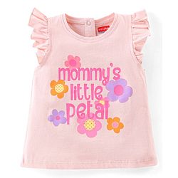 Babyhug 100% Cotton Half Sleeves Tee With Floral Graphics & Frill Detailing Pack Of 3- Peach & Purple