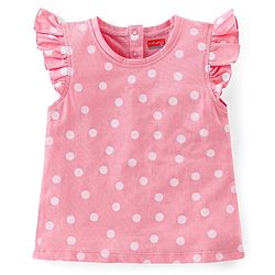 Babyhug 100% Cotton Half Sleeves Tee With Floral Graphics & Frill Detailing Pack Of 3- Peach & Purple