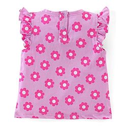 Babyhug 100% Cotton Half Sleeves Tee With Floral Graphics & Frill Detailing Pack Of 3- Peach & Purple