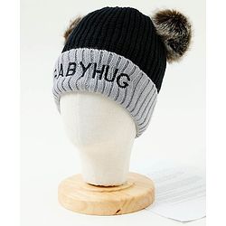 Babyhug Pom Pom Woollen Cap Large Size - Black