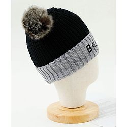 Babyhug Pom Pom Woollen Cap Large Size - Black
