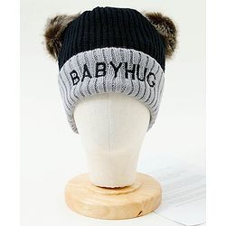 Babyhug Pom Pom Woollen Cap Large Size - Black