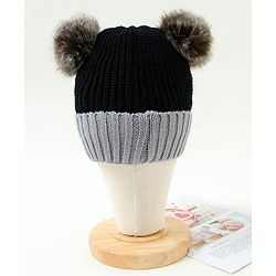 Babyhug Pom Pom Woollen Cap Large Size - Black