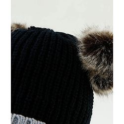 Babyhug Pom Pom Woollen Cap Large Size - Black