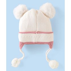 Babyhug Knit Bunny Applique Cap with Knot White - Diameter 11.5 cm