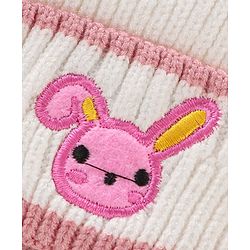 Babyhug Knit Bunny Applique Cap with Knot White - Diameter 11.5 cm