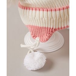 Babyhug Knit Bunny Applique Cap with Knot White - Diameter 11.5 cm