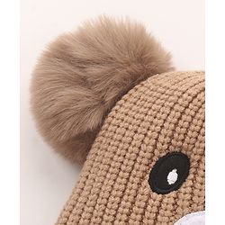 Babyhug  Pom Pom  Woollen Cap Bear Design Small Size - Brown