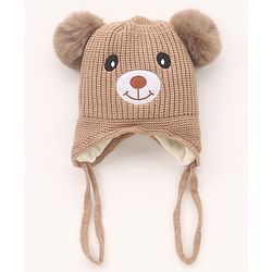 Babyhug  Pom Pom  Woollen Cap Bear Design Large Size - Brown
