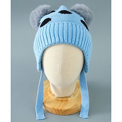 Babyhug Woollen Cap With Pom Pom Design - Blue