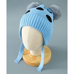 Babyhug Woollen Cap With Pom Pom Design - Blue