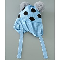 Babyhug Woollen Cap With Pom Pom Design - Blue