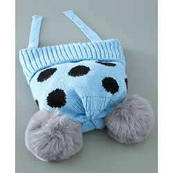 Babyhug Woollen Cap With Pom Pom Design - Blue