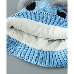 Babyhug Woollen Cap With Pom Pom Design - Blue