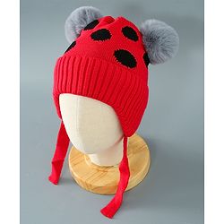 Babyhug Woollen Cap With Pom Pom Design - Red