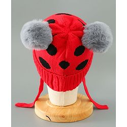 Babyhug Woollen Cap With Pom Pom Design - Red