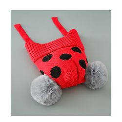 Babyhug Woollen Cap With Pom Pom Design - Red