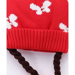 Babyhug Bow Woollen Cap Butterfly Design Medium Size - Pink