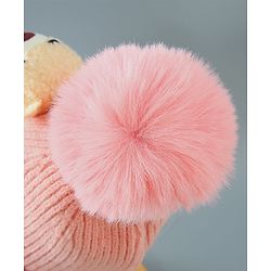 Babyhug Woollen Cap With Bear Design - Pink