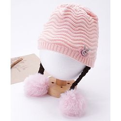 Babyhug Woollen Cap Chevron Design Small Size - Pink
