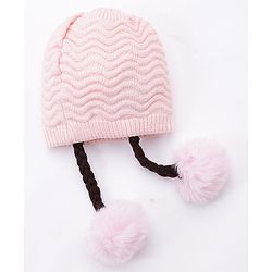 Babyhug Woollen Cap Chevron Design Small Size - Pink