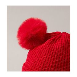 Babyhug Pom Pom Woollen Cap  Smile Design Large Size - Red