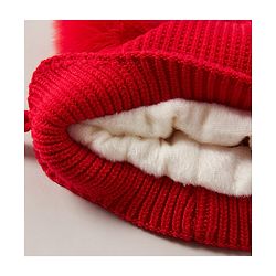 Babyhug Pom Pom Woollen Cap  Smile Design Large Size - Red