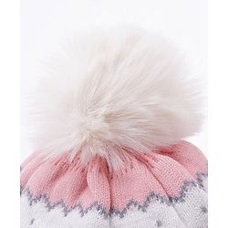 Babyhug Pom Pom Woollen Cap Chevron Design Medium Size - White